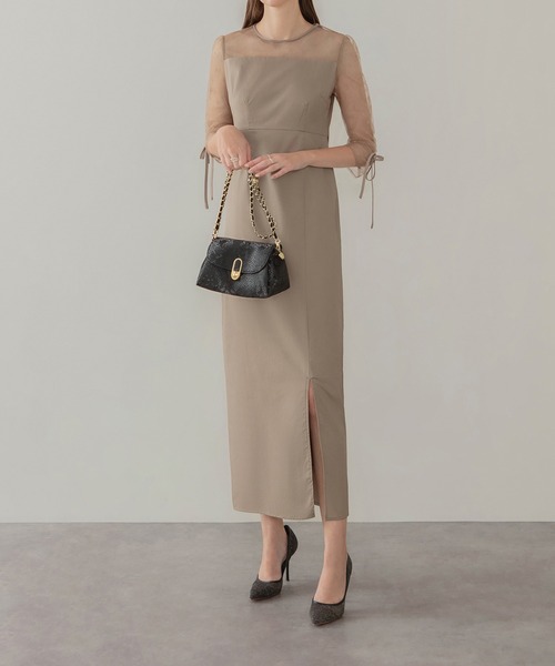 セール】【LEJA】ドットストーンペプラムチュールワンピースドレス 2点