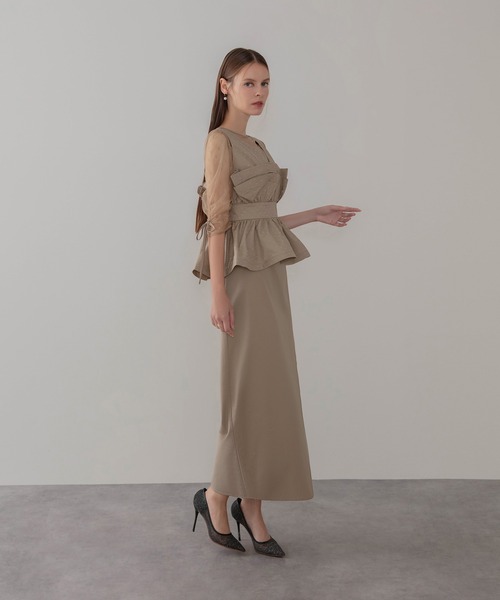 【完売商品】LEJA ドットストーンペプラムチュールワンピースドレス セール】【LEJA】ドットストーンペプラムチュールワンピースドレス 2点