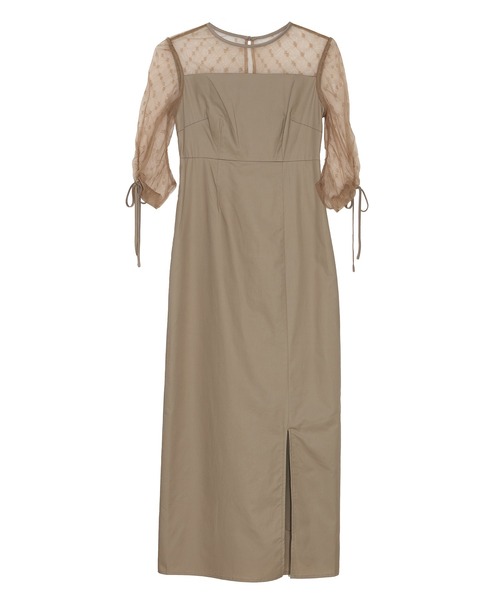 LEJA】ドットストーンペプラムチュールワンピースドレス 2点セット