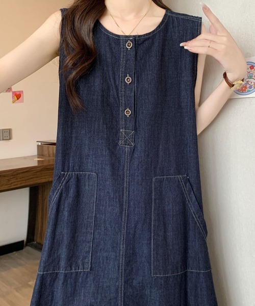 デニムノースリーブワンピース（ワンピース）｜2ly2（トゥーリートゥー