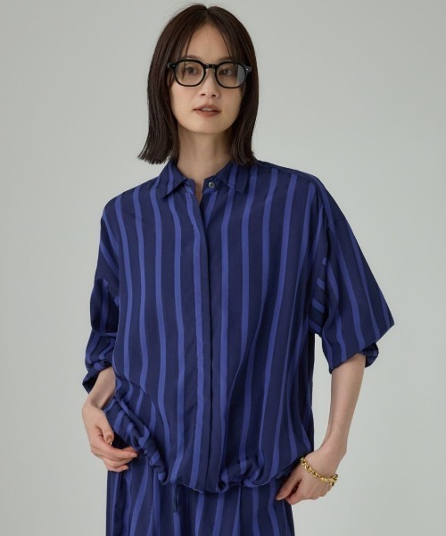 BABYLONE(バビロン)の「キュプラストライプシャツ(シャツ/ブラウス・レディース・イエロー/ブルー・フリー)」の2枚目の写真