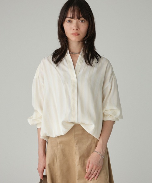 BABYLONE(バビロン)の「キュプラストライプシャツ(シャツ/ブラウス・レディース・イエロー/ブルー・フリー)」の9枚目の写真
