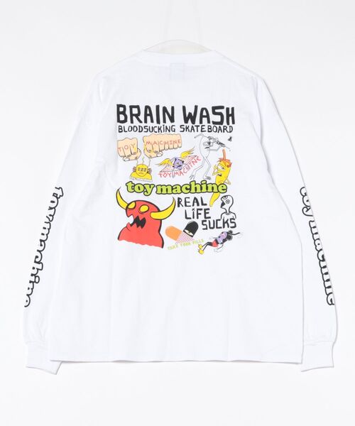 TOY　MACHINE（トイ　マシーン）の「TOY MACHINE/トイマシーン 長袖 Tシャツ ロンT バックプリント 袖プリント ロゴ オーバーサイズ BW CHARCTERS LONG TEE MTMFFLT2（Tシャツ/カットソー・メンズ・ホワイト/ブラック/イエロー・XL/L/M）」の4枚目の写真