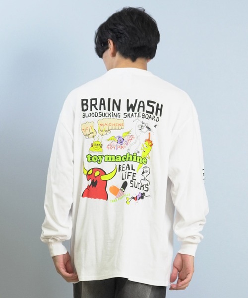 TOY　MACHINE（トイ　マシーン）の「TOY MACHINE/トイマシーン 長袖 Tシャツ ロンT バックプリント 袖プリント ロゴ オーバーサイズ BW CHARCTERS LONG TEE MTMFFLT2（Tシャツ/カットソー・メンズ・ホワイト/ブラック/イエロー・XL/L/M）」の8枚目の写真