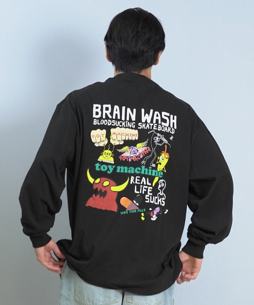 TOY　MACHINE（トイ　マシーン）の「TOY MACHINE/トイマシーン 長袖 Tシャツ ロンT バックプリント 袖プリント ロゴ オーバーサイズ BW CHARCTERS LONG TEE MTMFFLT2（Tシャツ/カットソー・メンズ・ホワイト/ブラック/イエロー・XL/L/M）」の12枚目の写真