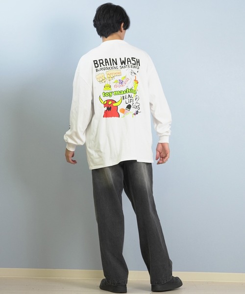 TOY　MACHINE（トイ　マシーン）の「TOY MACHINE/トイマシーン 長袖 Tシャツ ロンT バックプリント 袖プリント ロゴ オーバーサイズ BW CHARCTERS LONG TEE MTMFFLT2（Tシャツ/カットソー・メンズ・ホワイト/ブラック/イエロー・XL/L/M）」の10枚目の写真