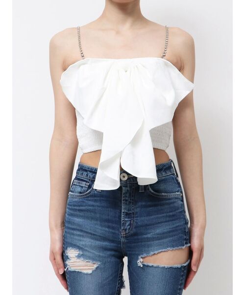 GYDA（ジェイダ）の「ビジューストーンストラップ2WAYリボンブラウス（シャツ/ブラウス・レディース・オフホワイト/ブラック・FREE）」の7枚目の写真