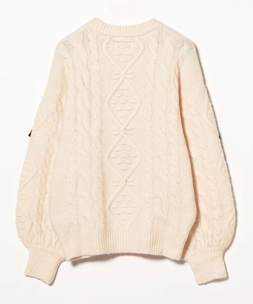 CAROLINA GLASER（カロリナ グレイサー）の「リボン ケーブルニット プルオーバー（ニット/セーター・レディース・オフホワイト/サックスブルー・ONE SIZE）」の4枚目の写真