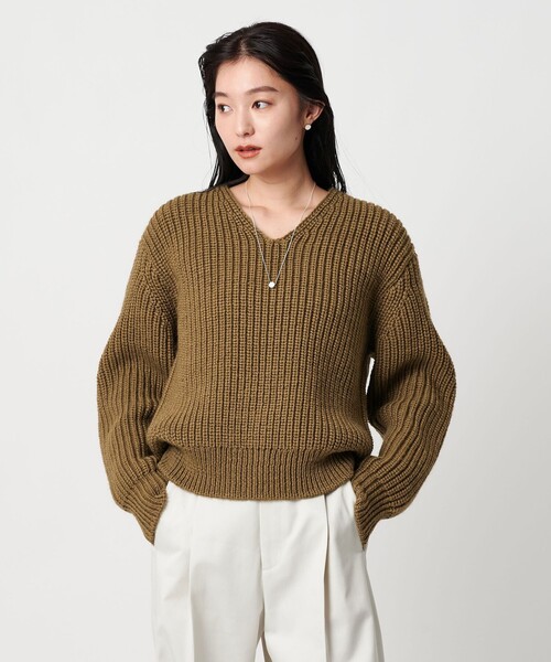 MARW UNITED ARROWS＞Vネック アゼ ニットプルオーバー（ニット