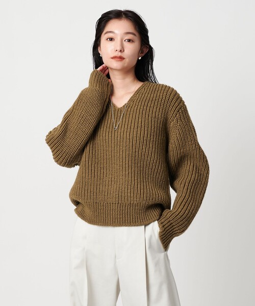 MARW UNITED ARROWS＞Vネック アゼ ニットプルオーバー（ニット