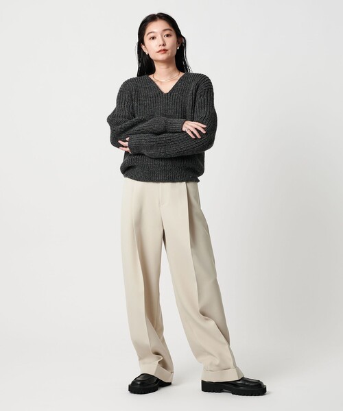 MARW UNITED ARROWS＞Vネック アゼ ニットプルオーバー（ニット