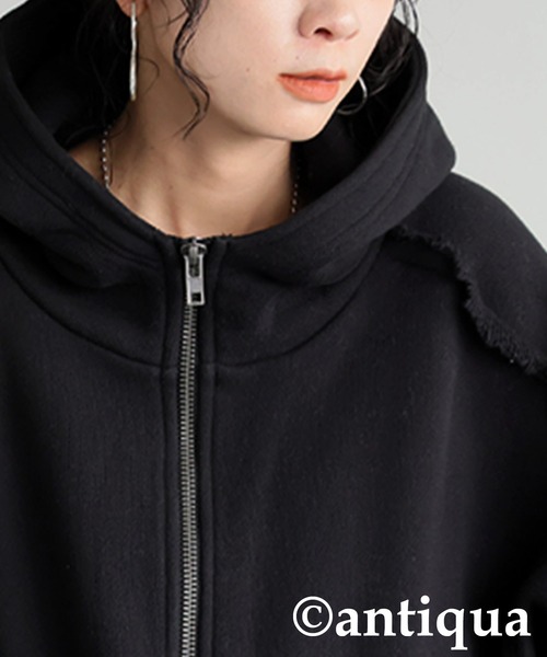 antiqua(アンティカ)の「裏毛Wジップパーカー(パーカー・レディース・グリーン系その他/杢グレー/ブラック・ONESIZE)」の6枚目の写真