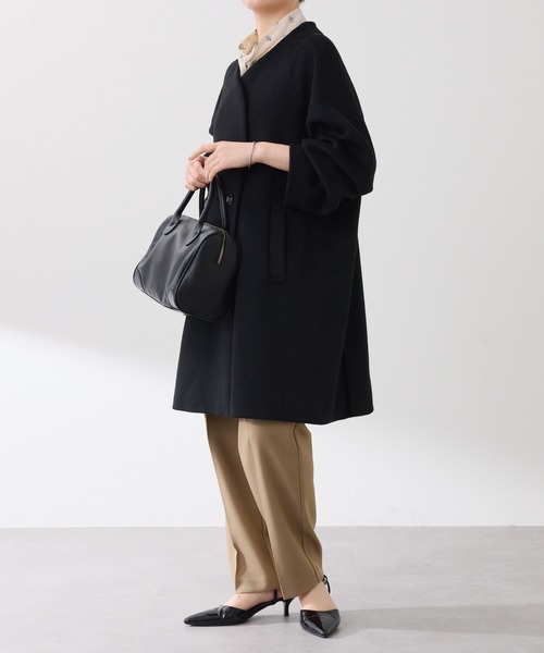 COLLAGE GALLARDAGALANTE（コラージュガリャルダガランテ）の「ノーカラーダブルコート（その他アウター・レディース・ブラック/ピンク/グレー・FREE）」の9枚目の写真