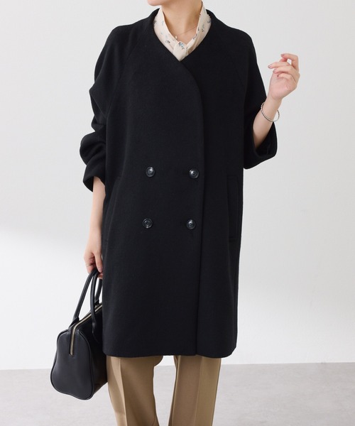 COLLAGE GALLARDAGALANTE（コラージュガリャルダガランテ）の「ノーカラーダブルコート（その他アウター・レディース・ブラック/ピンク/グレー・FREE）」の5枚目の写真