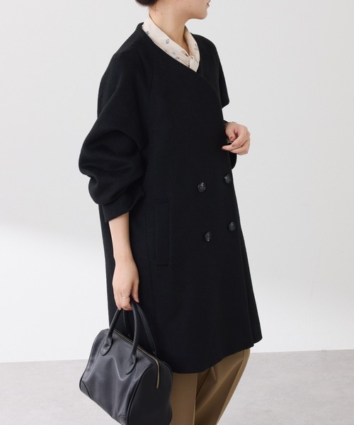 COLLAGE GALLARDAGALANTE（コラージュガリャルダガランテ）の「ノーカラーダブルコート（その他アウター・レディース・ブラック/ピンク/グレー・FREE）」の8枚目の写真