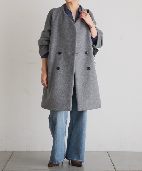 COLLAGE GALLARDAGALANTE（コラージュガリャルダガランテ）の「ノーカラーダブルコート（その他アウター・レディース・ブラック/ピンク/グレー・FREE）」の12枚目の写真