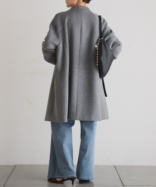 COLLAGE GALLARDAGALANTE（コラージュガリャルダガランテ）の「ノーカラーダブルコート（その他アウター・レディース・ブラック/ピンク/グレー・FREE）」の18枚目の写真