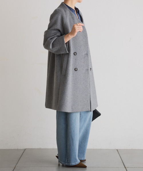 COLLAGE GALLARDAGALANTE（コラージュガリャルダガランテ）の「ノーカラーダブルコート（その他アウター・レディース・ブラック/ピンク/グレー・FREE）」の19枚目の写真