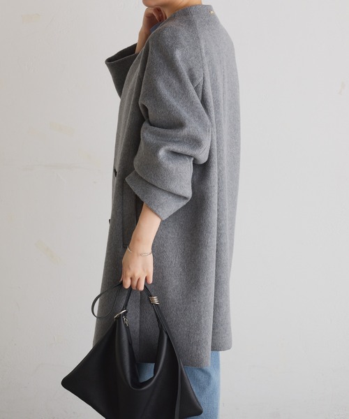 COLLAGE GALLARDAGALANTE（コラージュガリャルダガランテ）の「ノーカラーダブルコート（その他アウター・レディース・ブラック/ピンク/グレー・FREE）」の15枚目の写真