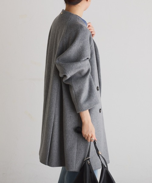 COLLAGE GALLARDAGALANTE（コラージュガリャルダガランテ）の「ノーカラーダブルコート（その他アウター・レディース・ブラック/ピンク/グレー・FREE）」の16枚目の写真