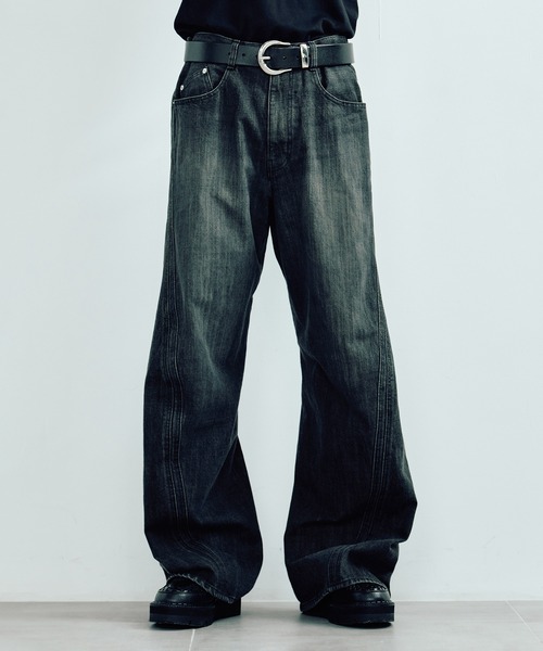 NVRFRGT（ネヴァーフォーゲット）の「別注 3D TWISTED  WIDELEG JEANS（デニムパンツ・メンズ・ブラック・2/1/3）」の9枚目の写真