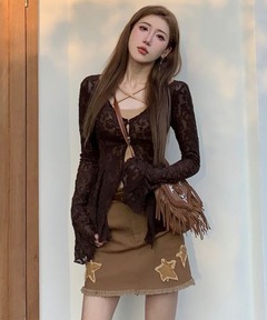 セール】SLIT CUTTING LACE TOPS/スリットカッティングレーストップス