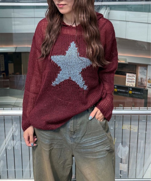 sedacle（セダクル）の「スターシアーフードニット（ニット/セーター・レディース・マスタード/ボルドー/グレー・SMALL/MEDIUM/LARGE）」の3枚目の写真