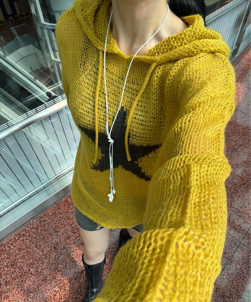 sedacle（セダクル）の「スターシアーフードニット（ニット/セーター・レディース・マスタード/ボルドー/グレー・SMALL/MEDIUM/LARGE）」の2枚目の写真