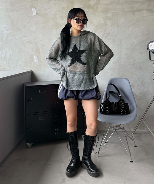 sedacle（セダクル）の「スターシアーフードニット（ニット/セーター・レディース・マスタード/ボルドー/グレー・SMALL/MEDIUM/LARGE）」の8枚目の写真
