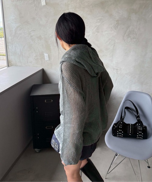 sedacle（セダクル）の「スターシアーフードニット（ニット/セーター・レディース・マスタード/ボルドー/グレー・SMALL/MEDIUM/LARGE）」の6枚目の写真