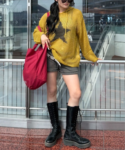 sedacle（セダクル）の「スターシアーフードニット（ニット/セーター・レディース・マスタード/ボルドー/グレー・SMALL/MEDIUM/LARGE）」の17枚目の写真