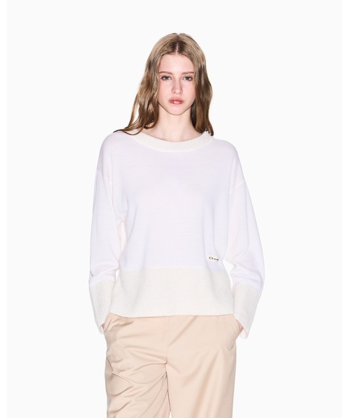 ARMANI EXCHANGE(アルマーニエクスチェンジ)の「【A|X アルマーニ エクスチェンジ】アルパカミックス ニットプルオーバー(ニット/セーター・レディース・スカイブルー/ホワイト・LARGE/MEDIUM/SMALL/X-LARGE/X-SMALL)」の1枚目の写真