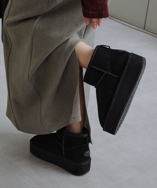 Omekashi（オメカシ）の「EMU マイクロウール厚底ブーツ（ブーツ・レディース・ブラック/ベージュ・25cm/24cm/23cm）」の6枚目の写真