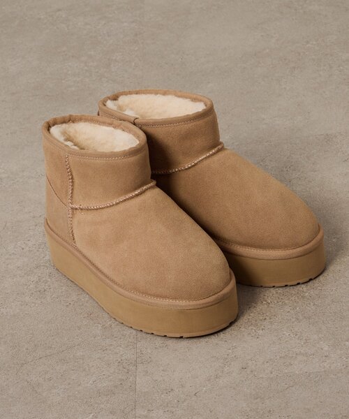 Omekashi（オメカシ）の「EMU マイクロウール厚底ブーツ（ブーツ・レディース・ブラック/ベージュ・25cm/24cm/23cm）」の7枚目の写真