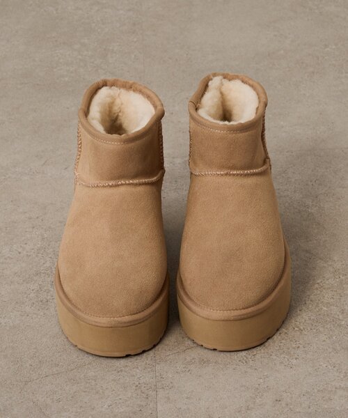 Omekashi（オメカシ）の「EMU マイクロウール厚底ブーツ（ブーツ・レディース・ブラック/ベージュ・25cm/24cm/23cm）」の8枚目の写真