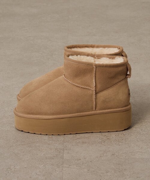 Omekashi（オメカシ）の「EMU マイクロウール厚底ブーツ（ブーツ・レディース・ブラック/ベージュ・25cm/24cm/23cm）」の9枚目の写真