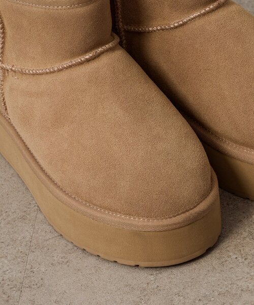 Omekashi（オメカシ）の「EMU マイクロウール厚底ブーツ（ブーツ・レディース・ブラック/ベージュ・25cm/24cm/23cm）」の12枚目の写真