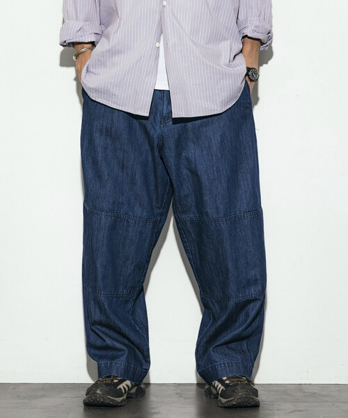 HINSON（ヒンソン）の「HINSON/ヒンソン デニムハンティング ダブルニー ワークパンツ/ワイドテーパード シルエット（デニムパンツ・メンズ・サックスブルー/その他13/ネイビー・LARGE/MEDIUM）」の12枚目の写真