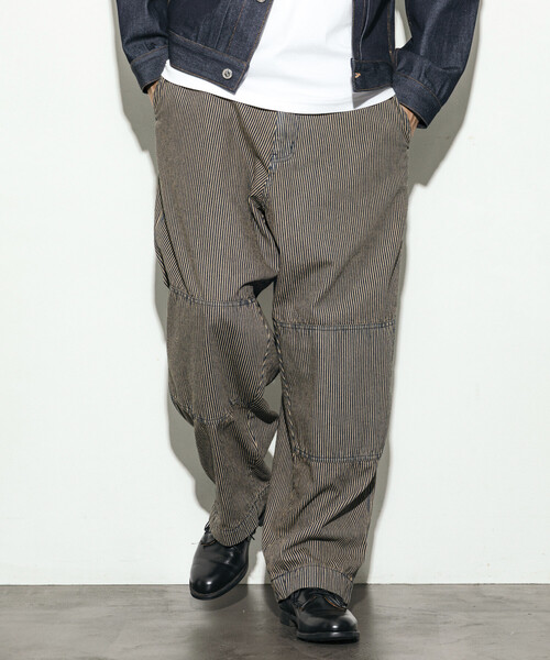 HINSON（ヒンソン）の「HINSON/ヒンソン デニムハンティング ダブルニー ワークパンツ/ワイドテーパード シルエット（デニムパンツ・メンズ・サックスブルー/その他13/ネイビー・LARGE/MEDIUM）」の14枚目の写真