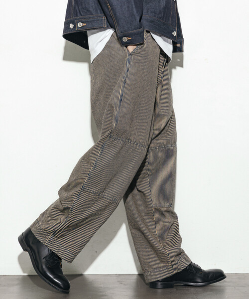 HINSON（ヒンソン）の「HINSON/ヒンソン デニムハンティング ダブルニー ワークパンツ/ワイドテーパード シルエット（デニムパンツ・メンズ・サックスブルー/その他13/ネイビー・LARGE/MEDIUM）」の10枚目の写真