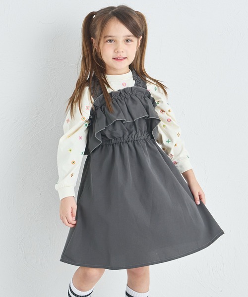 pairmanon（ペアマノン）の「フリル ジャンパースカート（ジャンパースカート・キッズ・チャコールグレー/ブラウン系その他・100/110/120/130/140/150/90）」の2枚目の写真