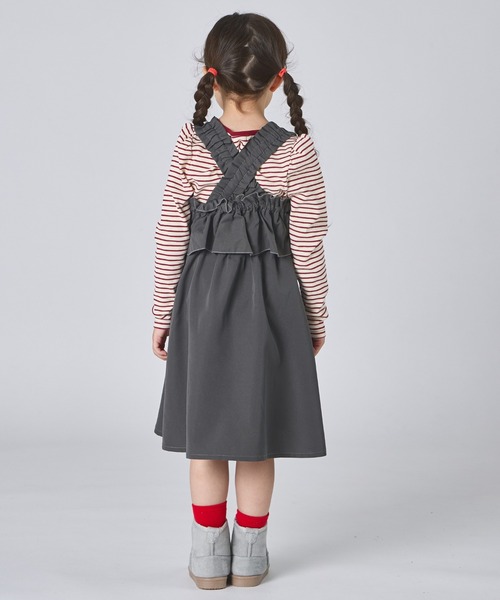 pairmanon（ペアマノン）の「フリル ジャンパースカート（ジャンパースカート・キッズ・チャコールグレー/ブラウン系その他・100/110/120/130/140/150/90）」の3枚目の写真