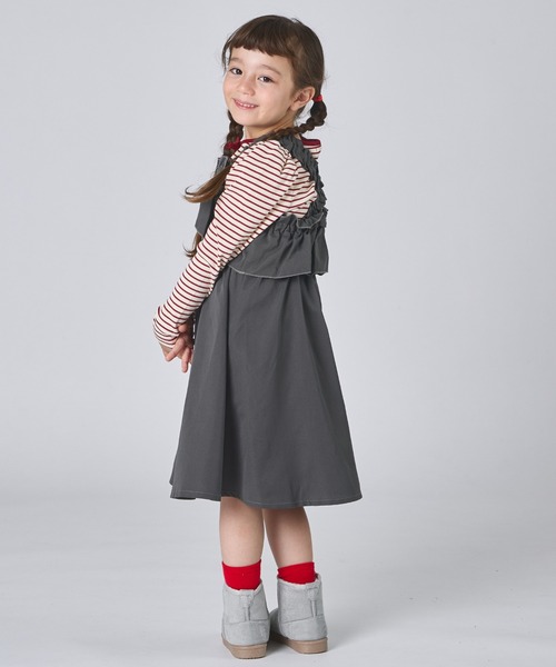 pairmanon（ペアマノン）の「フリル ジャンパースカート（ジャンパースカート・キッズ・チャコールグレー/ブラウン系その他・100/110/120/130/140/150/90）」の5枚目の写真