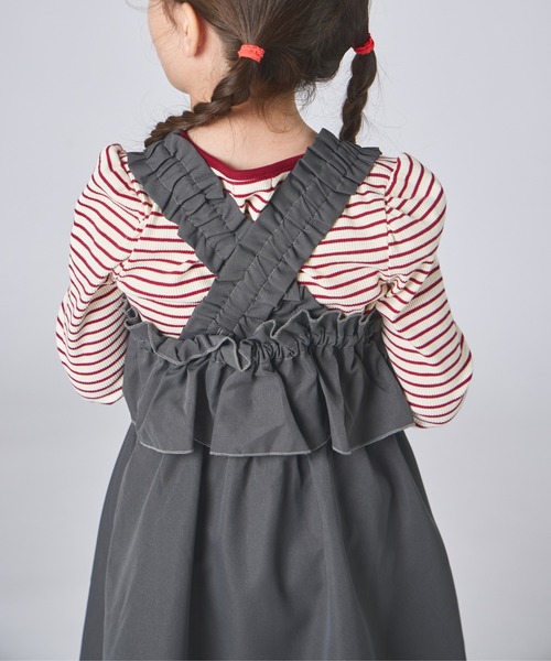 pairmanon（ペアマノン）の「フリル ジャンパースカート（ジャンパースカート・キッズ・チャコールグレー/ブラウン系その他・100/110/120/130/140/150/90）」の7枚目の写真