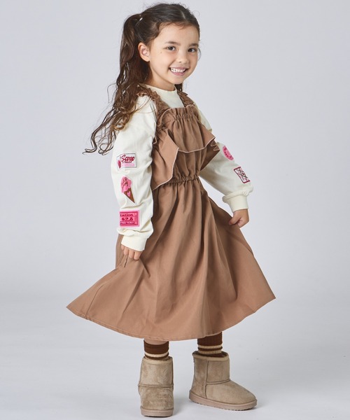 pairmanon（ペアマノン）の「フリル ジャンパースカート（ジャンパースカート・キッズ・チャコールグレー/ブラウン系その他・100/110/120/130/140/150/90）」の9枚目の写真