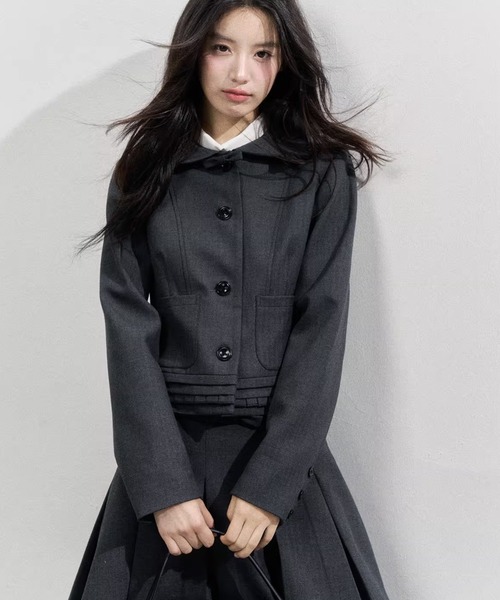 ラウンドプリーツデザインジャケット SP25f032【SunsetPark】【2025AW