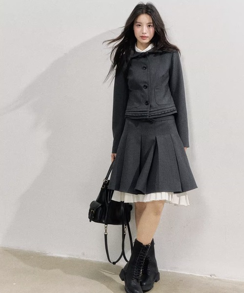 ラウンドプリーツデザインジャケット SP25f032【SunsetPark】【2025AW