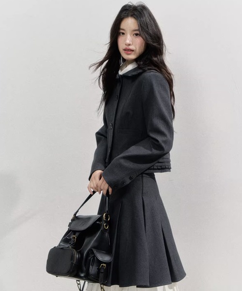 その他ブランド / pasterip/テーラードジャケット/FREE/ウール/BLK/無地/PSR145 ラウンドプリーツデザインジャケット SP25f032【SunsetPark】【2025AW