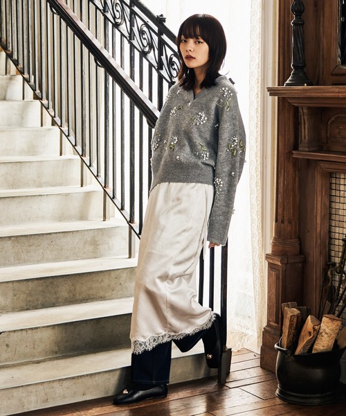 mysty woman（ミスティウーマン）の「ワッシャーサテンレーススカート 605411（スカート・レディース・オフホワイト/ブラック・FREE）」の16枚目の写真