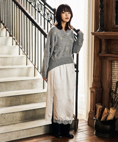 mysty woman（ミスティウーマン）の「ワッシャーサテンレーススカート 605411（スカート・レディース・オフホワイト/ブラック・FREE）」の17枚目の写真